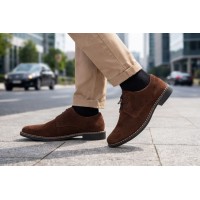 Pantofi barbati casual din piele naturala intoarsa - Model Maro Brun PAVELMARO